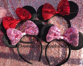 Minnie Mouse Ears- pink bow minnie mouse sparkle minnie mouse minnie ears disney ears