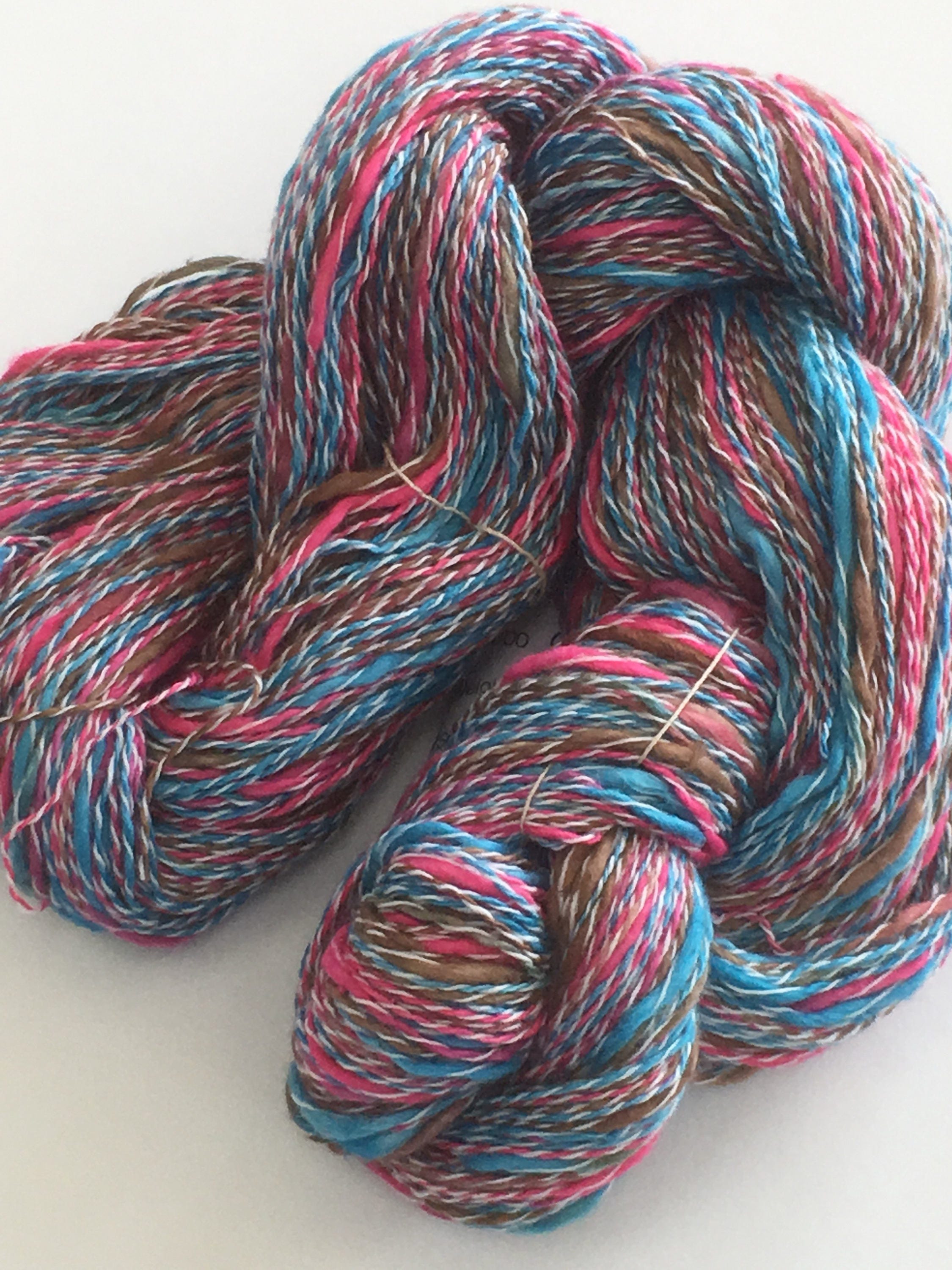 Handdyed, cotton and synthetic yarn, fingering, thick and thin, 20 yard miniskeins and 400