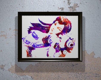 D.Va - Overwatch Poster - D.VA Print - D.Va Wall Art - Overwatch Gift - D.Va Poster - Overwatch Wall Art - Video Game Decor