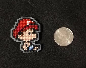 Baby Mario Cross Stitched Refrigerator Magnet
