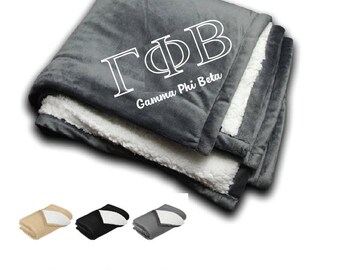 Gamma Phi Beta // Gamma Phi // Sorority Embroidered Sherpa Blanket // Bid Day Gift // Big & Little Gift // Recruitment Gifts