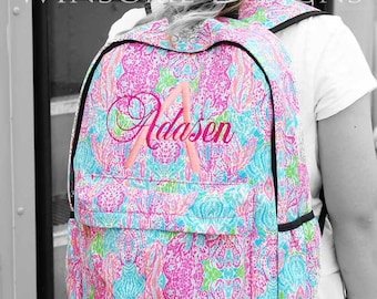 Preppy Backpack-Personalized Kids Backpack-Monogram Backpack-Girls Backpack-School Backpack-Canvas Backpack-Designer Backpack-Lilly Pulitzer