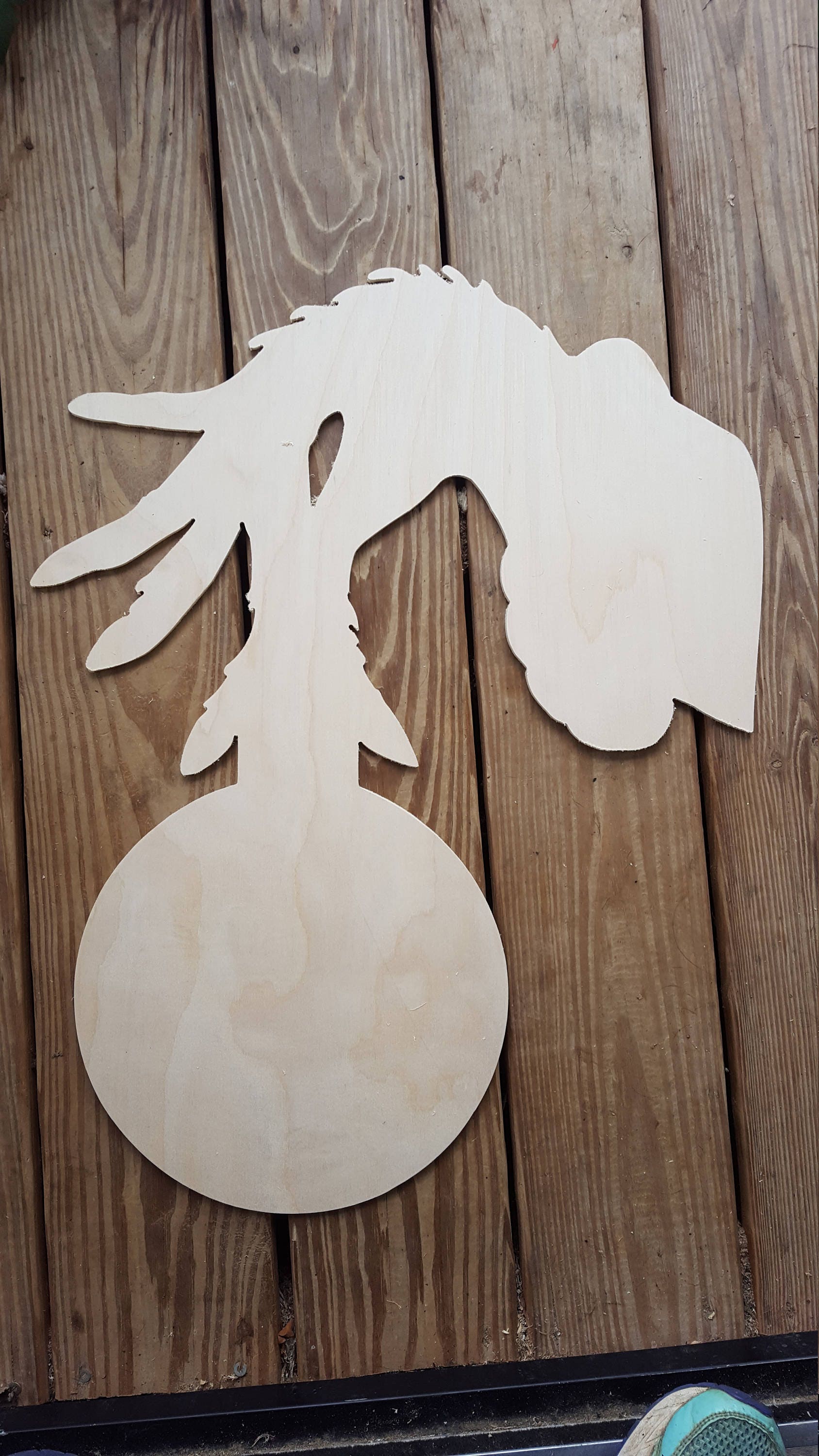 Grinch Hand with Ornament Wood Cut Out Unfinished Door Hanger