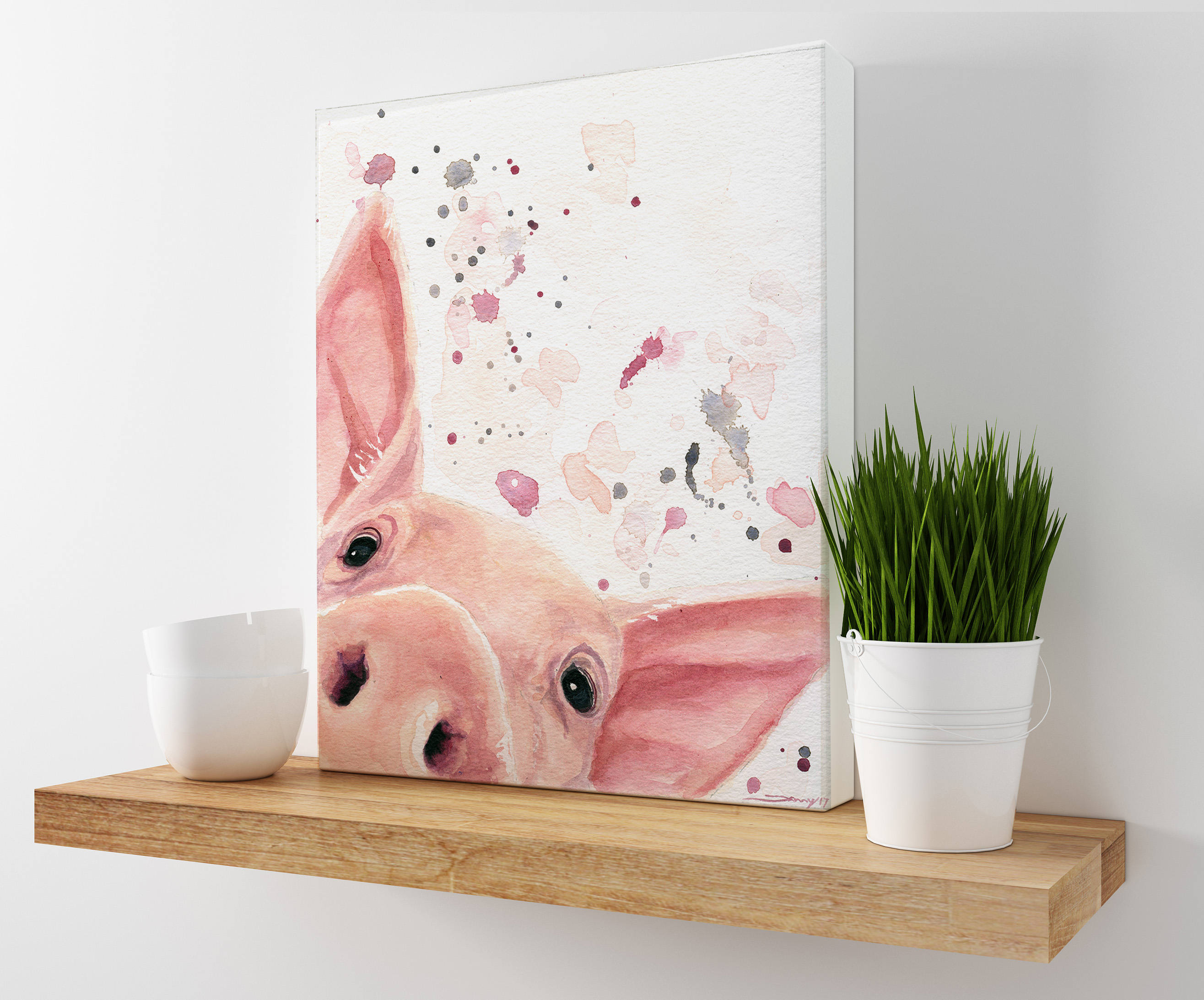 Pig Art Pig Canvas Gift For Her Farmhouse Decor Pig