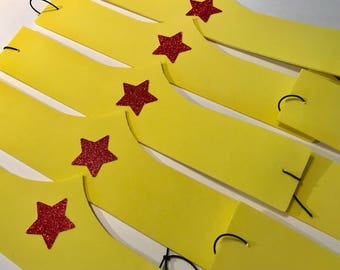 WONDER WOMAN Inspired Tiara with Glitter Star- Only 1.25 Each for 10 or more Assembled Masks -Wonder Woman Favors Wonder Woman Headband