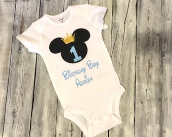 mickey birthday mouse shirt 1st prince boys gold light