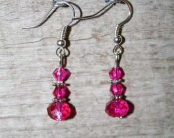 earrings with fuchsia Crystal beads