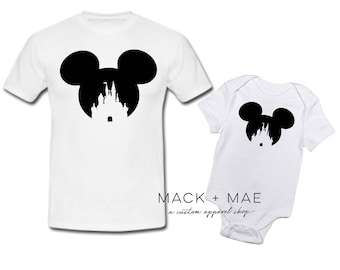 Mickey Mouse Cinderella's Castle Disney World Inspired Men's OR Child's Bodysuit/Tee, Disney Shirt, Walt Disney World, Mouse Ears
