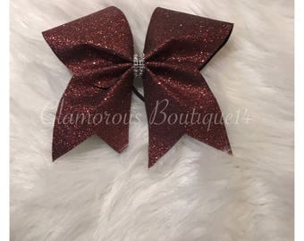 Glitter Brown Cheer Bow