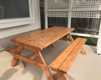 Handcrafted Outdoor Wooden Picnic Table Large - Local pick up / Delivery only