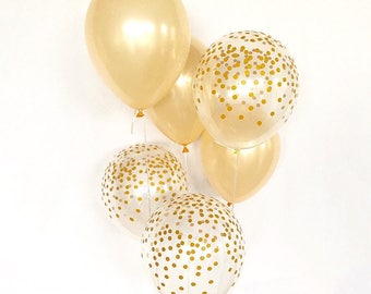 Peach and Gold Confetti Latex Balloons~Baby Shower~ Bridal Shower ~ Wedding Balloons~ Gold Confetti Look Balloon~Bachlorette Party~ Confetti