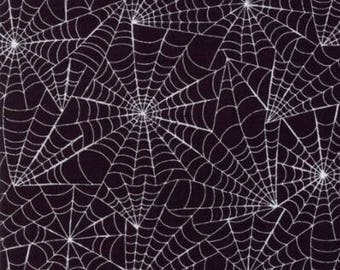 Moda Fabric "Eerily Elegant Spider Webs" by Deb Strain - One Yard Cut - Halloween Fabric, Black Spider Web Fabric, 19813 11