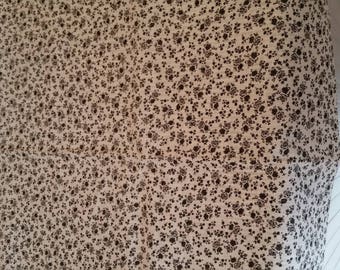 fabric black flowers on white background