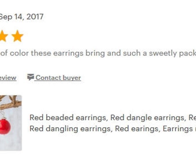 Red beaded earrings, Big red earrings, Red dangle earrings, Red bead earrings, Red dangling earrings, Simple red earrings, 16mm 0.6in, 8-18