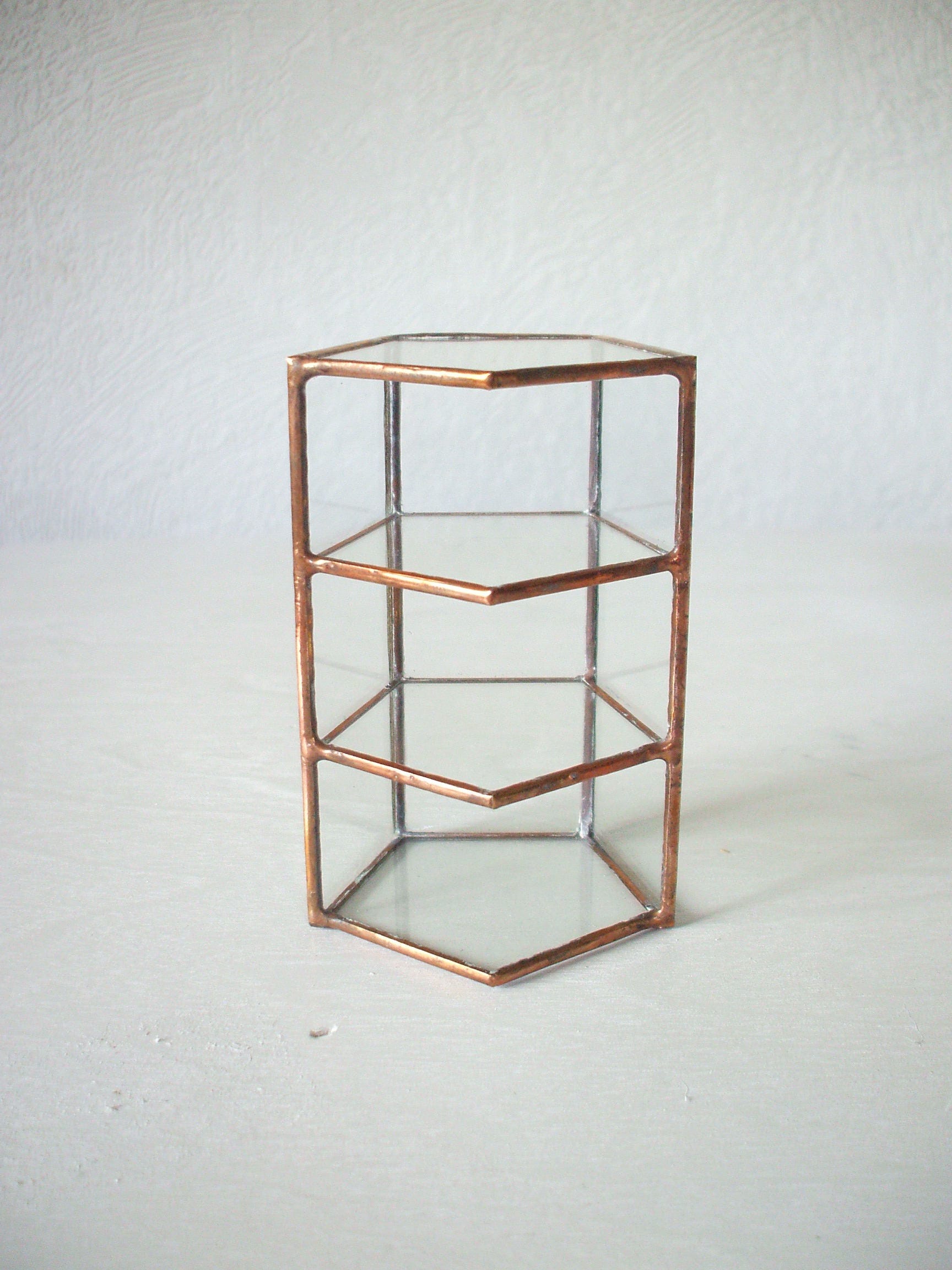 Copper Glass Jewelry Case Copper Wedding Ring Case Copper