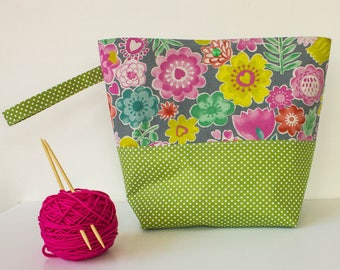 Wristlet - Knitting Project Bag - Craft Bag - Crochet Project Bag - Project Bags - Knitting Tote Bag - Knitting Bag - Yarn Project Bag