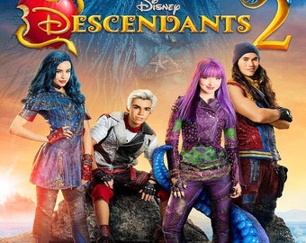 Personalized Birthday Party Holiday Edible Image Icing Frosting Sheet Cake Topper - 1/4 Sheet Sized - DISNEY Descendants Movie 1 2 Mal Uma
