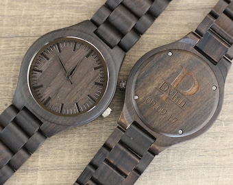Wood Watch HAVERN Engraved Wooden watch - Wood watch for Men - Groomsmen Gifts - Anniversary Gifts - Birthday Gift - Groom Gift Idea WS001BK