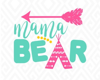 Mama Bear; SVG, DXF, EPS, Ai, Png and Pdf Cutting Files for Electronic Cutting Machines