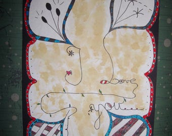 love/Valentine's day made "doodling" handmade card