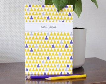 SMALL purple and yellow TRIANGLES design book