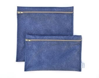 Sacs à sandwich et collation réutilisables - Jeans - Reusable bags - 1 snack bag 1 sandwich bag - Jeans