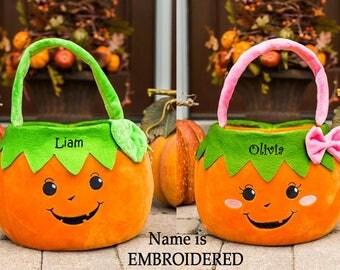 Pumpkin Trick Or Treat Bag Personalized, Halloween Bags Personalized, Bags For Girls, Bag For Boys, Baskets, Buckets Kid, Buckets Boys Girls
