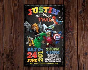 Lego Avengers invitation, Avengers Party, Avengers birthday invitation, Avengers Lego instant download, Avengers Lego Printables, Editable