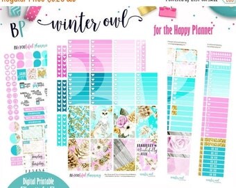 1YRSALE Winter Owl | Weekly Printable Planner Kit | Planner Stickers | Cut Line Files | for use with Happy Planner | Planner Stickers Printa