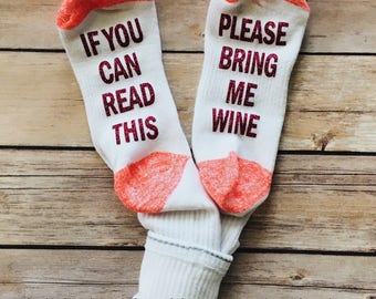 If You Can Read This Please Bring Me Wine glitter socks funny womens ladies gift READY TO SHIP