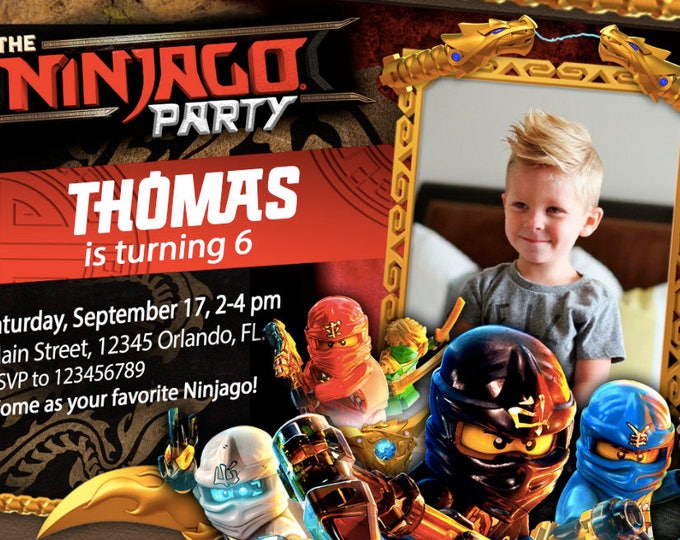 Birthday Invitation LEGO Ninjago The Movie With photo - We deliver your order in record time! Less than 4 hours! Ninja. Ninjago Party
