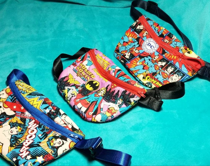 DC characters fanny pack
