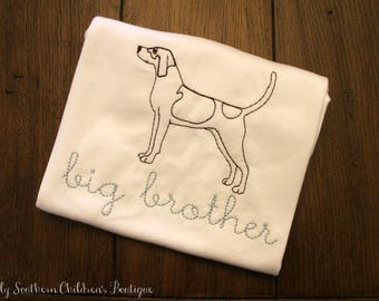 big brother shirt- hound dog big brother shirt with personalization- custom big brother shirt