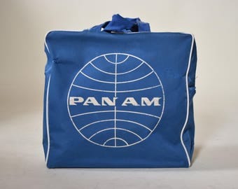 Authentic vintage 1970's Pan Am airline collectible travel flight carry on bag / purse