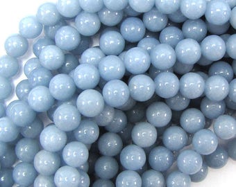 10mm blue angelite round beads 16" strand 31420