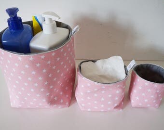 Set of 3 reversible fabric baskets