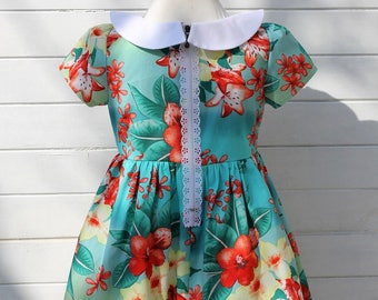 Robe Tahiti enfants 100% coton fait main