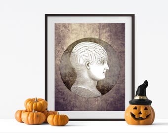 Eerie Phrenology Head Print