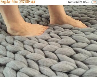 Chunky Rug, Chunky Knit carpet, Giant knit throw, Jumbo knit carpet, Merino wool, Chunky Floor Rug