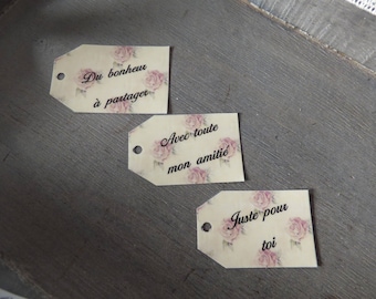 set of 3 metal "messages" tags