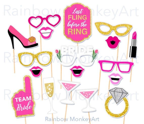 Items similar to Wedding Party Printable Photo Booth Props - Hen Party ...