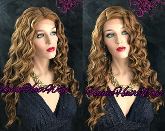 Blonde Mix Retro Waves Human Hair Blend Lace Front Wig - Miss Kidman