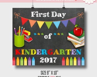First day of school sign, Printable Self Editable template, School templates, Instant download PDF P110