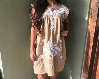 Mexican Dress, Sleeveless Mini Puebla Dress