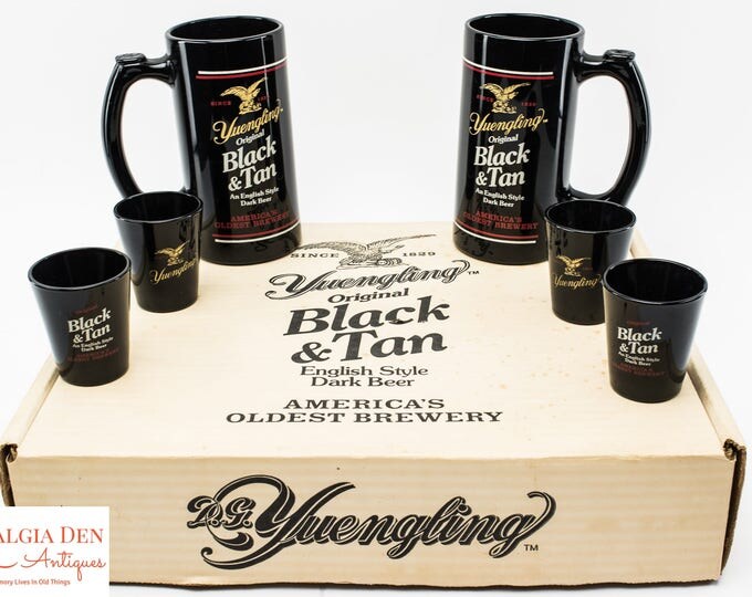 Yuengling Black & Tan Beer | Libbey Shot Glasses And Mugs | Vintage Barware