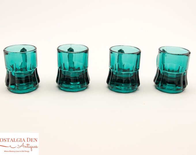 Teal Blue Shot Glass Set | Toy Beer Mugs | Federal Glass Co | Beer Mug Shots | Vintage Shot Glasses