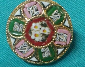 Vintage Mosaic Brooch Pin Made in Italy