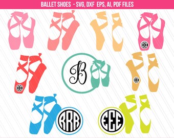 Ballet shoes svg, Ballet Dancer Svg, Ballet SVG, Ballerina Clipart, Ballet shoes monogram svg, Cricut, Dancer svg - Svg, Dxf, Ai, Eps, Pdf