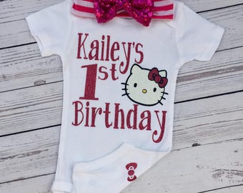 Hello kitty birthday bodysuit, birthday baby, birthday outfit