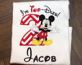 Mickey Mouse Birthday Shirt, Mickey Mouse Birthday Party, Boys Birthday Shirt, Im Two-dles Shirt, 2nd Birthday Shirt, Smash Cake Outfit,